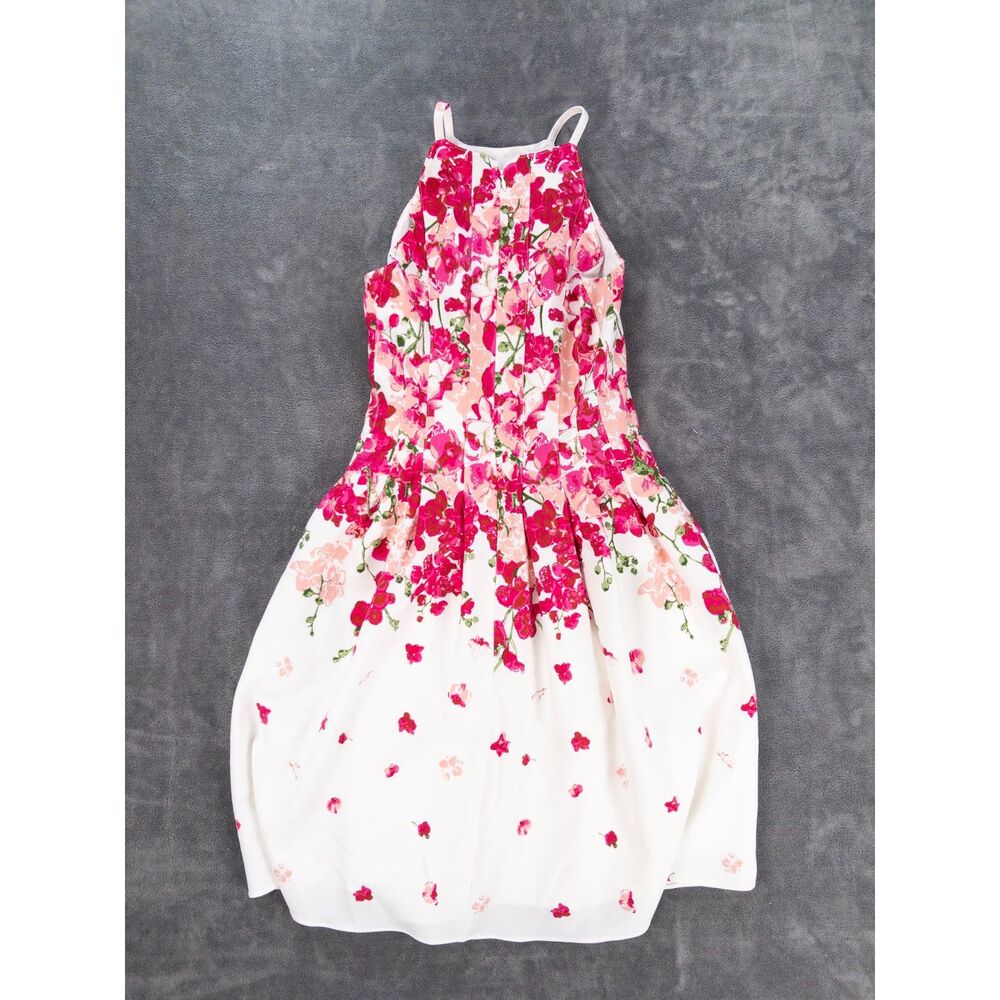 Adrianna Papell Floral Fit & Flare Dress Women’s Size 2 Small Pink White A-Line